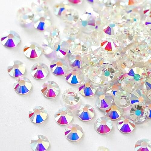 Mixed Sizes Transparent Clear AB SS3-SS20 Glass Nail Rhinestones Flat Crystal AB Non Hotfix Stone For Nail Art Decorations B3390
