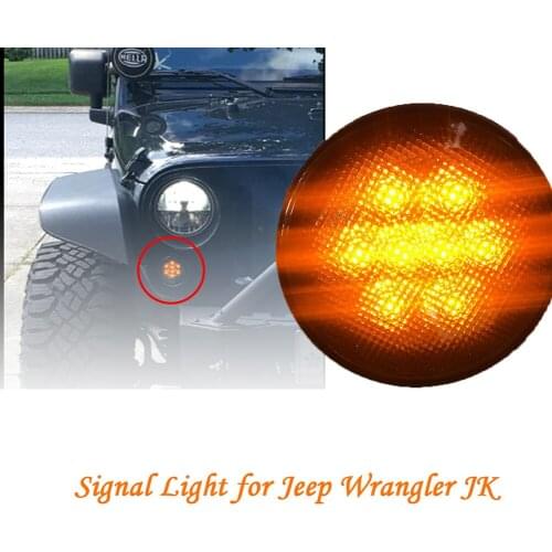 DERI LED Turn Signal Light Fender Side Light A Set Led Front White Amber Light Combo Kit DRL For Jeep for Wrangler JK 2007-2015