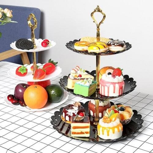 European Fruit Plate Three-layer Snack Rack Living Room Fruit Plate Wedding Cake Plate Rack Candy Tray To Send Food Clip #A