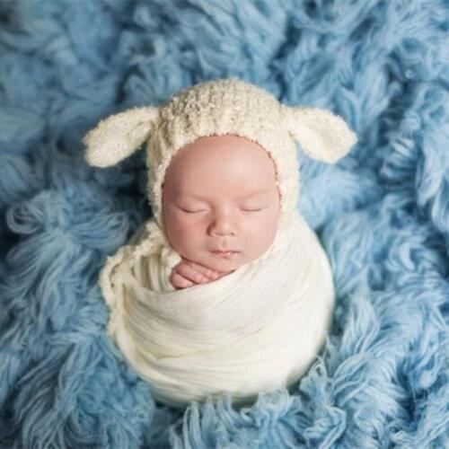 Newborn Knit Bear Hat Photography Prop bonnet Knit Faux Mohair Bear Hat