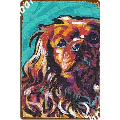 Cavalier King Charles Spaniel Dog Bright Colorful Pop Dog Art Metal Signs Cinema Kitchen Wall Garage Decoration Metal Posters
