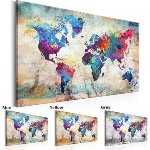 1 Panel Large HD Printed Canvas Print Painting World Map Home Decoration Wall Pictures for Living Room(No Frame)
