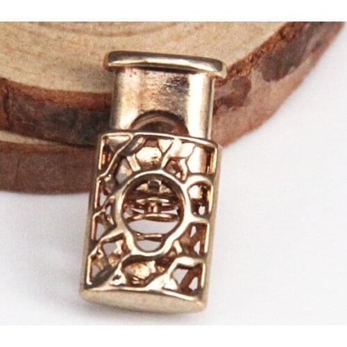 100piece Gold Tone Metal Stopper Toggle Buckle Rope Clamp Cord Locks Drawstring Stops End Button Sew On Applique Bags/NK225