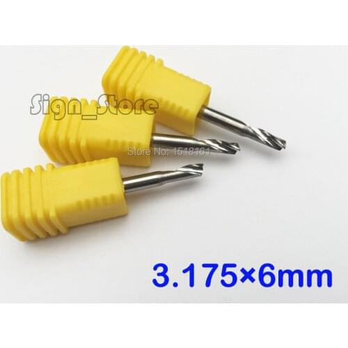 3pcs/ lot 3.175*6MM Aluminum Cutter Router Bit, Single Flute Solid Carbide End Mill Milling Cutter CNC Router Spiral Bits