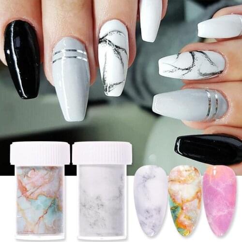 3D Nail Sticker Marble Transfer Foil Nail Decal Transfer Sticker Kit Adehesive Paper Wraps Nail Art DIY Tips Slider Papers Decor