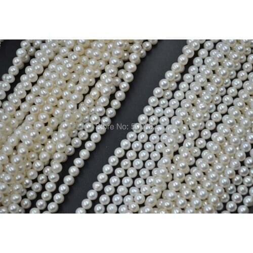 AA++ wholesale 5 strands 5-6mm round white freshwater pearl