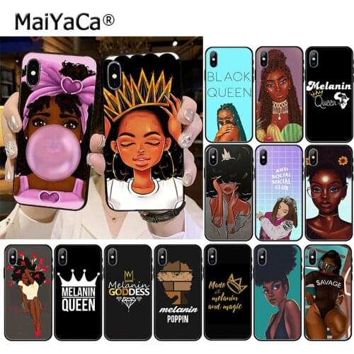 Afro Black Girl Magic Queen Melanin Poppin Phone Case for iPhone 11 Pro XS MAX XS XR 8 7 6 Plus 5 5S SE 12 mini 12PRO Max