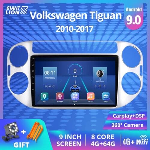 2din Android 9.0 Car Radio For Volkswagen Tiguan 2010--2017 Car Multimedia Video Player GPS Navigation 2Din Autoradio DVD Player