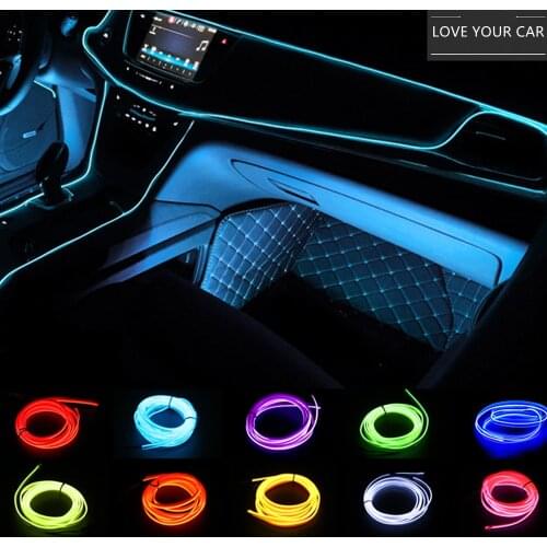 Car Interior Lighting 1m/2m/3m/5m Strips Auto LED Strip Garland EL Wire Rope Car Decoration Neon LED lamp Flexible Rope Tube
