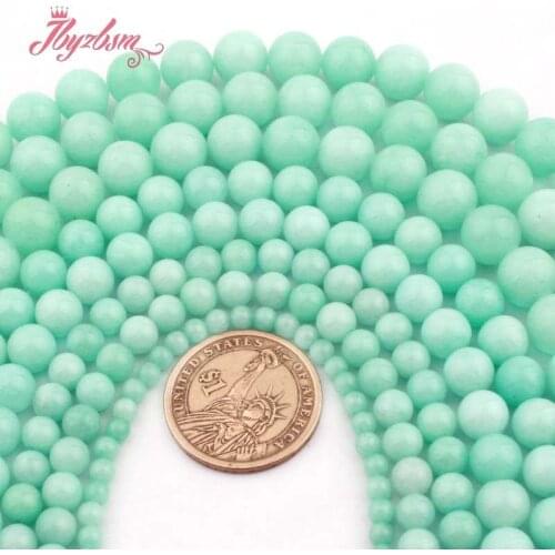 4.6.8.10mm Round Green Amazonite Jades Beads Smooth Beads Stone for Women Fashion Necklace Bracelets Earring Jewelry Making 15"