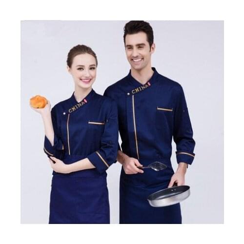 Black Long Sleeve Master Cook Work Uniforms Restaurant Hotel BBQ Kitchen High Quality Workwear Clothing Food Service Chef Tops