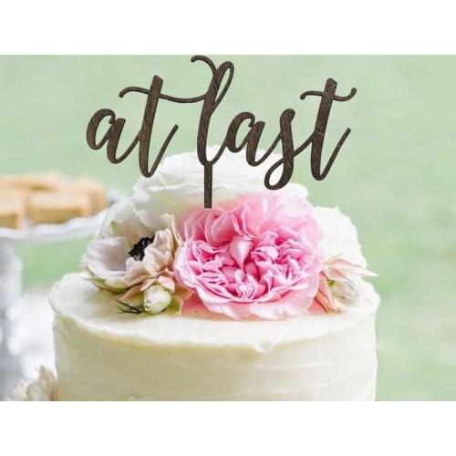 Rustic AT LAST Cake Topper - Rustic Country Chic Wedding Cake Topper - Wedding Cake Toppers