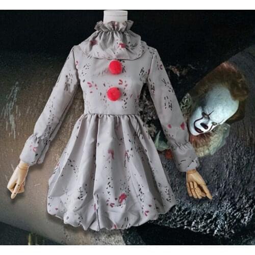 Movies Stephen Kings It Pennywise Halloween Costume For Kids Boys Girls Clown Outfit Suits Scary Horror Cosplay Costume C48M14