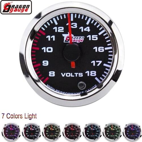 Dragon 2" 52mm Stepper Motor 7 Colors LED Backlight Auto Car Volt Gauge 8-18 Voltage Voltmete Meter Free Shipping