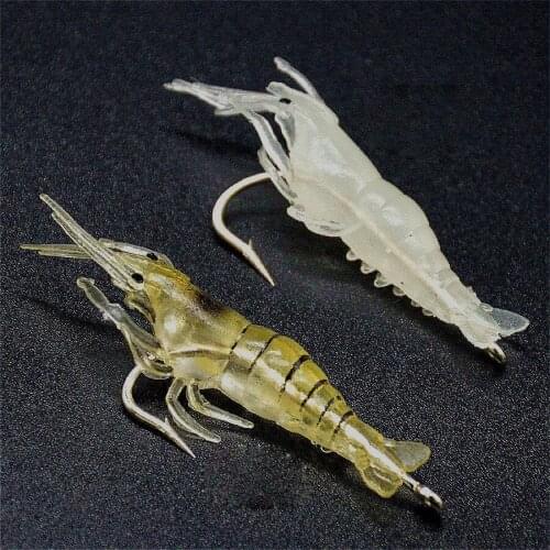 Simulation Bait Luminous Shrimp Silicone Artificial Bait Simulation Soft Prawn With Hooks Carp Wobbler For Fishing Tackle
