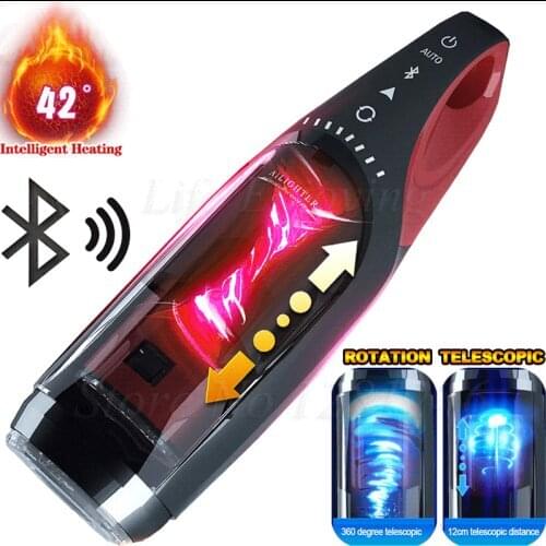 Bluetooth Induction Automatic Telescopic Rotation Heating Artificial Vaginal Male Masturbation Cup Adult Toy Sex Machine For Men