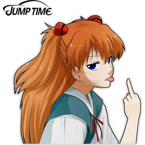 JumpTime 13 x 12 cm Evangelion Asuka Langley Anime Motorcycle Car Stickers Vinyl Decal Personality Sticker Scratch-Proof Decor