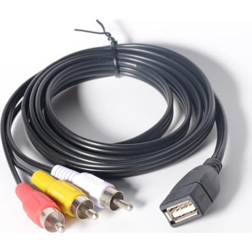 1.5m USB A Female to 3 RCA Phono AV Cable Lead PC TV Aux Audio Video adapter