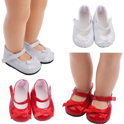 18 inch Girls doll shoes American newborn Fashion bow dress shoes Baby toys fit 43 cm baby dolls s11