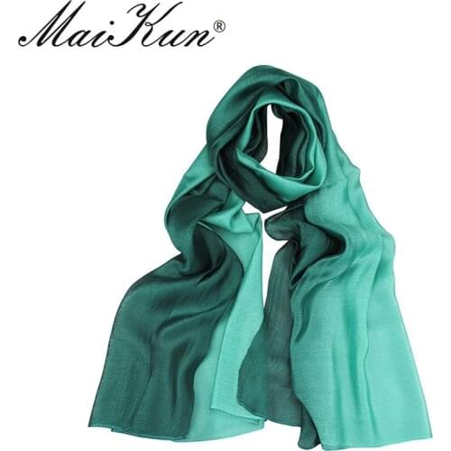 Maikun Silk Scarf for Women Blend Gradient Modal Stole Ombre Shawl Warm Bufandas for Female