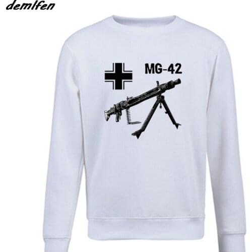 Spring autumn Men Fleece Hoodie Mg 42 Machine Gun Germany Wwii Sweatshirt Casual Male Hip Hop Coat Tops Harajuku Streetwear