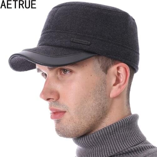 AETRUE Winter Baseball Cap Men Snapback Casquette Caps Hats For Men Women Warm Thick Golf Bone Plain Flat Male Baseball Hat Cap