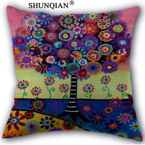 Tree of life Pillowcase Custom Cotton Linen Square Decorative Pillow Cases Cover Zippered 45x45cm one side