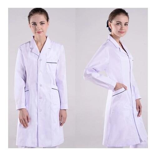 New unisex solid color simple cotton anti-wrinkle overalls long coat beauty salon uniform laboratory pet shop frosted overalls