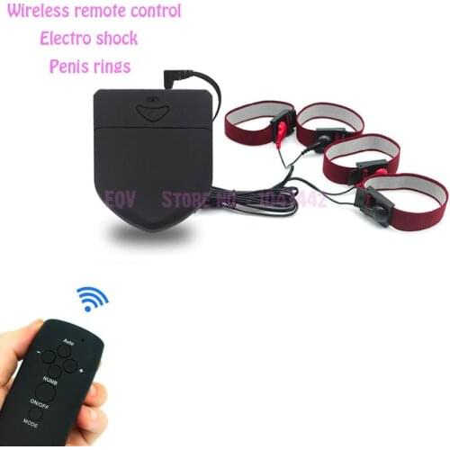 New Wireless Remote Control Electro Penis Stimulation, 4pcs Penis Rings Electro Shock Sex Toys, Electro Sex Cockring Vibrators