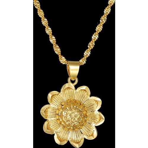 Stainless Steel Flower Pendant Necklace for Woman Men Gold Color Copper Jewelry Vintage Necklaces Gift for Bridesmaid Women