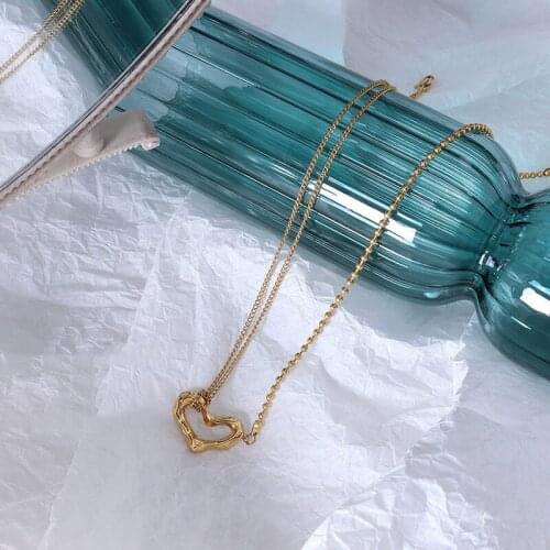 Gold Plated 316L Stainless Steel Heart Chocker Necklace Women Accessories, Asymmetric Chains Necklaces Female Jewelry Trendy