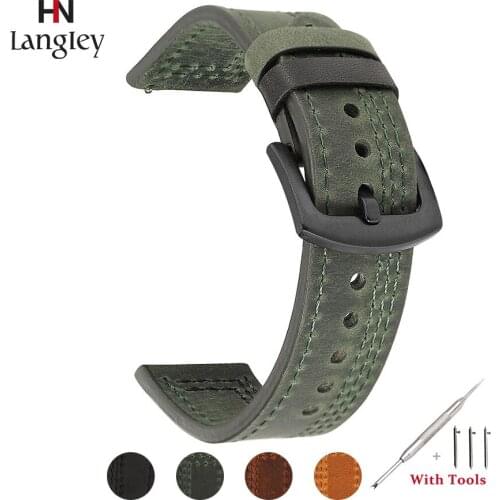 Quick release watch band for Samsung Premium Vintage Crazy Horse Genuine Leather Strap For Huawei watch smart bracelet 18-24mm