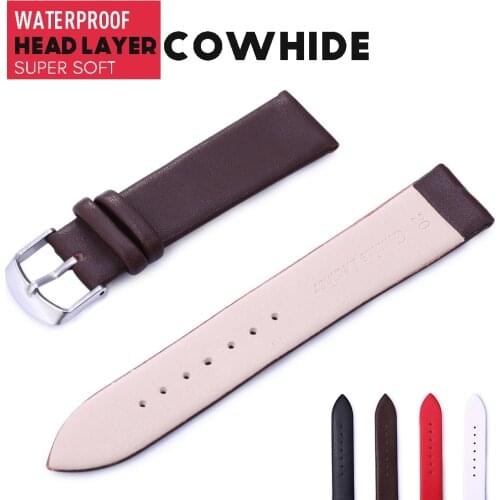 Ultrathin Cowhide Band Real Genuine Leather Watchband Super Soft Business Wristwatch Strap Accessories For Men Women 8mm-22mm