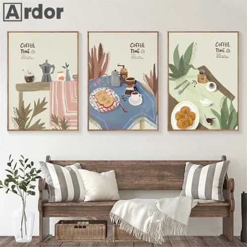 Nordic Coffee Wall Art Poster Food Art Prints For Kitchen Decor Dine Together Canvas Painting Modern Pictures Dining Room Decor
