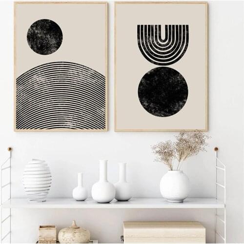 Modern Geometric Rainbow Print Poster Mid Century Abstract Line Wall Art Painting Gallery Posters Wall Pictures Home Decoration