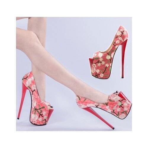 HOT Patent Leather Women Pumps High Heel 19CM Wedding Shoes Platform Concise Steel Pipe Dance Nightclub Ladies Pumps Size 34-43