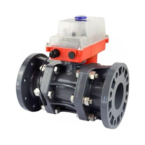 UPVC Electric Ball Valve Plastic Flange DN65/80 With Position Feedback DC24V/AC220V Acid And Alkali Resistant Switch Ball Valve