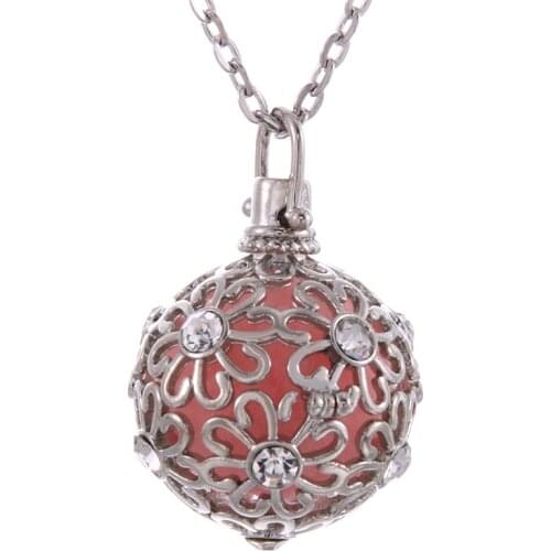 Pattern Round Perfume Aromatherapy Pendant Essential Oil Diffuser Cage Necklace Pendant for Women Gift Jewelry