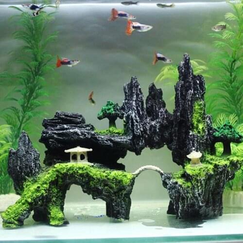 Water Landscape Resin Simulation Rockery Artificial Hill Aquarium Fish Tank Decoration Ornaments