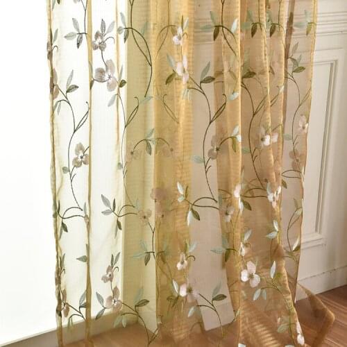 Magnolia Flower Embroidered Gauze Curtain Embroidery Fashion Simple Modern Style Living Room Bedroom Balcony Curtain