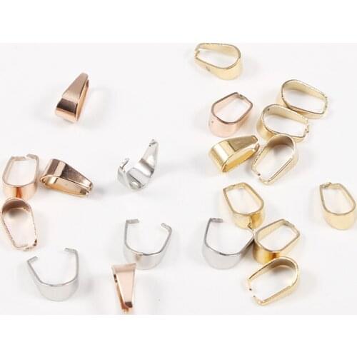 Clip Clasp DIY Pinch Gold Rose Gold Clip Bail Connector Accessories Stainless Steel Mirror Polished Pendants Charms 100pcs/lot
