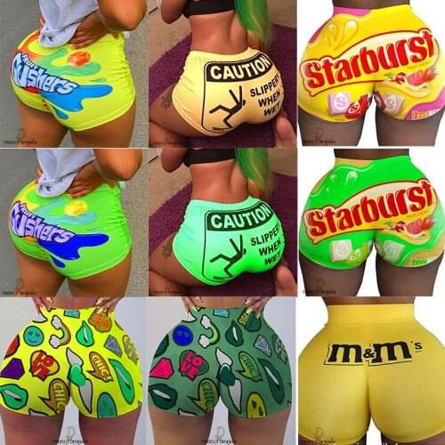 2021 Women Summer Casual Sexy Pant Spersonality Variety Printed Patterns Elastic High Waist Tight-fitting Sports Outdoor Shorts