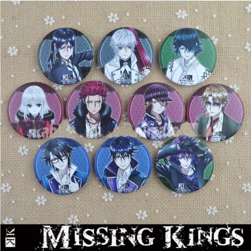 10pcs/set 58mm Anime K Return Of Kings Military Kushina Anna Miyabi Souta Mikoto Badge Brooch All Members Full Set Badge Deco
