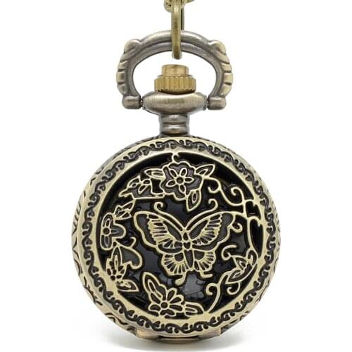 10pcs/lot SteamPunk heavy metaL carved Butterfly Flower FLIP Pocket Watch Necklace pendant ,party gift