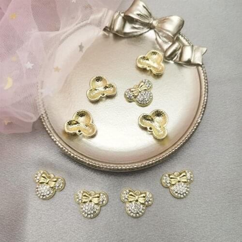 10pcs Shinny Cute Mouse Head Charms Mickey With Crystals Simple Pendants Fit Jewelry Birthday Gift Accessories Craft Wholesale