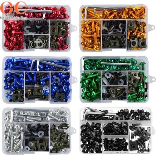 177PCS Aluminium Motorcycle Screws Set Black Fairing Bumpers Panel Bolts Kit Fastener Clips Screw round head screw screws