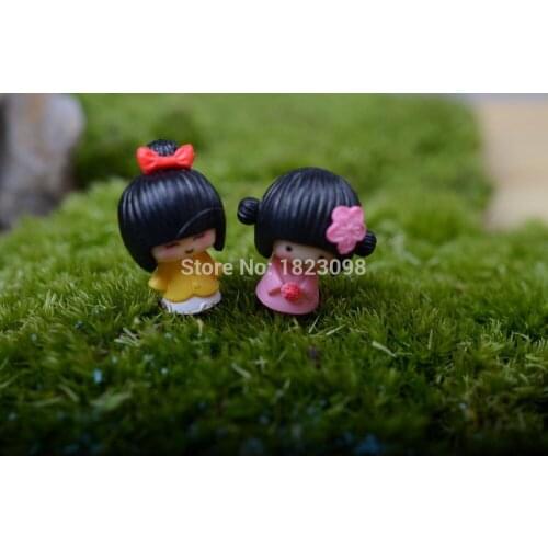 2 Pcs/lot Mini People 1.5 Cm Kimono Little Girl Fairy Garden Decor Crafts Home Decor DIY Miniature People Fairy Garden Supplies