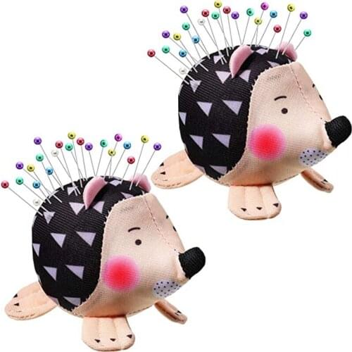 2PCS Hedgehog Shape Pin Cushion Cute Needle Pincushion Soft Fabric Pin Cushion Round Pins Quilting Holder for DIY Sewing Craft