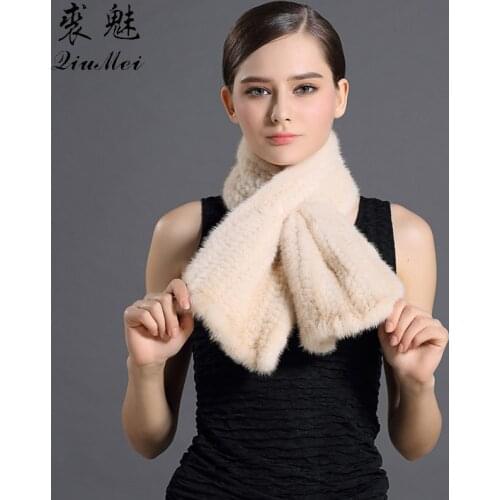 2018 Mink Fur Scarves for Women Russian 90cm Knitting Ring New Natural Fur Ladies Winter Scarves & Shawls Genuine Mink Fur Scarf