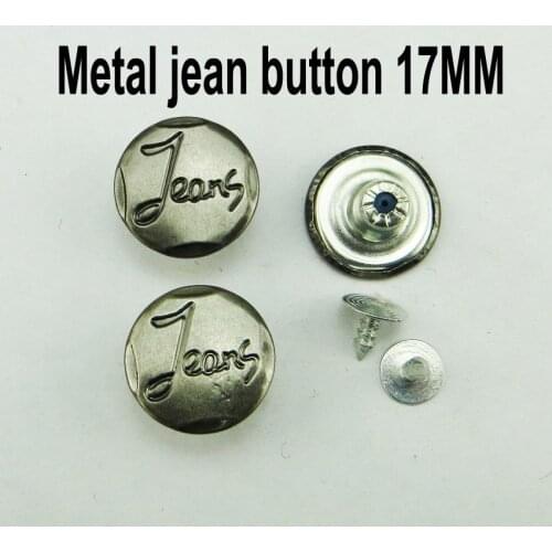 50PCS 17MM JEANS SILVER GRAY metal jean button ROUND BRAND BUTTONS sewing clothes accessorY JMB-218